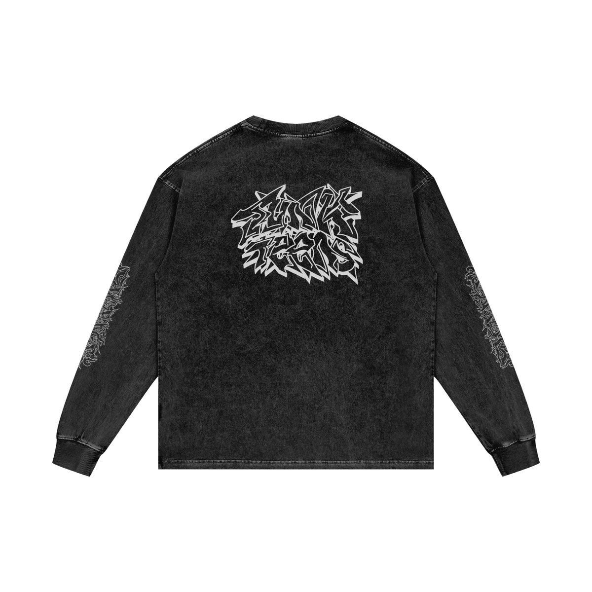 Junk Teens Acid Wash Graffiti Long Sleeve T-Shirt
